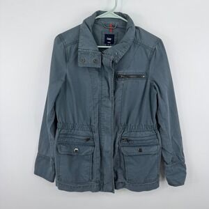 Gap Utility Field Jacket Women Size M Green Cotton Utility Cargo Pockets